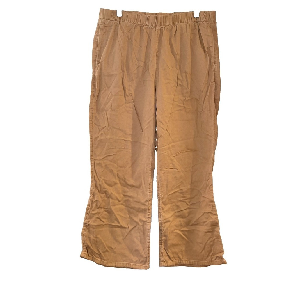 American Eagle Brown Kick Flare‎ Crop High Rise Pants 100% Cotton Beach Boho L